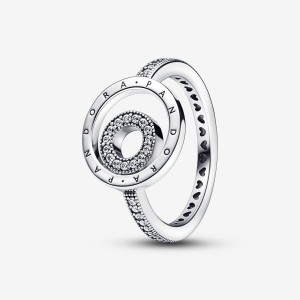 Pandora Signature Logo Circles Pave Ring Silber | 819VIKBAN