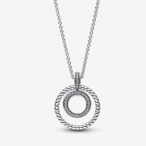Pandora Signature Pave & Beads Pendant & Necklace Silber | 769CDNGQL