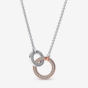 Pandora Signature Two tone Intertwined Circles Necklace Mehrfarbig | 403XQDKPU