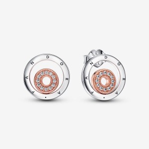 Pandora Signature Two-tone Logo Circles Stud Earrings Mehrfarbig | 920PICLRN