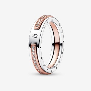Pandora Signature Two-tone Logo & Pave Ring Mehrfarbig | 548BZJMST