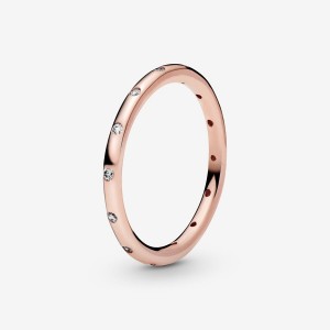 Pandora Simple Sparkling Band Ring Rosa Gold | 210EAMFQV