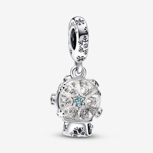 Pandora Snowflake Snow Globe Dangle Charm Silber | 956BFHSZU