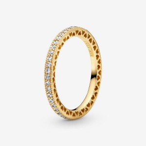 Pandora Sparkle & Hearts Ring Gold | 613GCEZVN