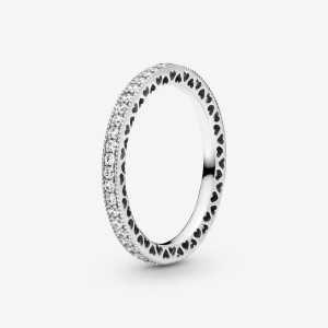 Pandora Sparkle & Hearts Ring Silber | 054FKXSAU