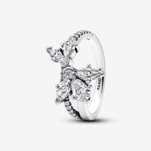 Pandora Sparkling Asymmetrical Herbarium Cluster Ring Silber | 837MEHFLD