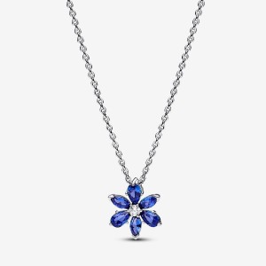 Pandora Sparkling Blue Herbarium Cluster Pendant Necklace Silber | 127XZRBAJ