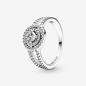 Pandora Sparkling Double Halo Ring Silber | 973RAFXHC