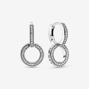Pandora Sparkling Double Hoop Earrings Silber | 250YZBLGR