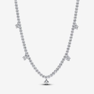 Pandora Sparkling Drop Collier Necklace Silber | 183UZWTHY