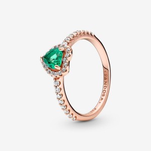 Pandora Sparkling Elevated Heart Ring Rosa Gold | 413HYLTJV