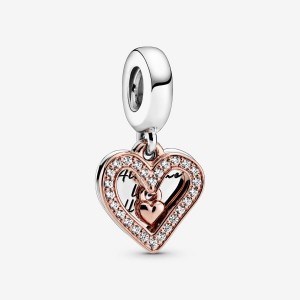 Pandora Sparkling Freehand Heart Dangle Charm Mehrfarbig | 348UPIBHR