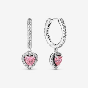 Pandora Sparkling Halo Heart Hoop Earrings Silber | 269OSNTDV