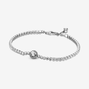 Pandora Sparkling Halo Tennis Bracelet Silber | 307DIFXWY