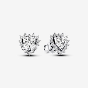 Pandora Sparkling Heart Halo Stud Earrings Silber | 478SHBMOP