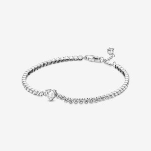 Pandora Sparkling Heart Tennis Bracelet Silber | 897NUHWGA