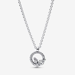 Pandora Sparkling Herbarium Circle & Cluster Pendant Necklace Silber | 312ZIOTNG