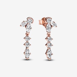 Pandora Sparkling Herbarium Cluster Drop Earrings Rosa Gold | 208UACRZO