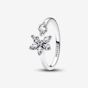 Pandora Sparkling Herbarium Cluster Open Ring Silber | 306KAYLUQ