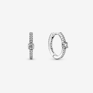 Pandora Sparkling Hoop Earrings Silber | 741WFXLSH