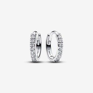 Pandora Sparkling Huggie Hoop Earrings Silber | 456IEMDLX