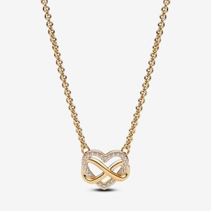 Pandora Sparkling Infinity Heart Collier Necklace Gold | 834RVEQBM
