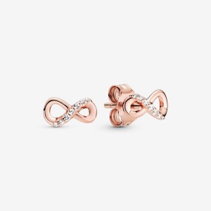 Pandora Sparkling Infinity Stud Earrings Rosa Gold | 483SWJOQG
