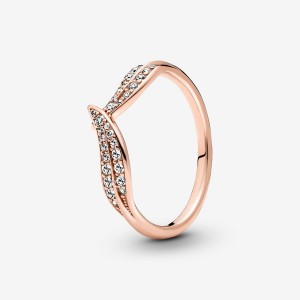 Pandora Sparkling Leaves Ring Rosa Gold | 560LQYJUF