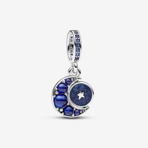 Pandora Sparkling Moon Spinning Dangle Charm Silber | 214KVFZSL