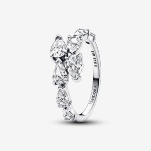 Pandora Sparkling Overlapping Band Ring Silber | 289DVORMB
