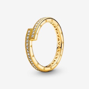 Pandora Sparkling Overlapping Ring Gold | 946MBAKVH