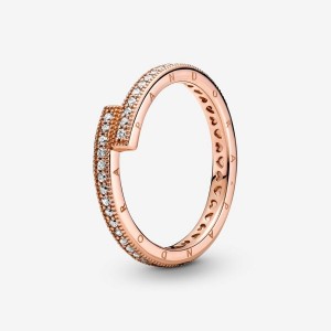 Pandora Sparkling Overlapping Ring Rosa Gold | 465SUJYEI