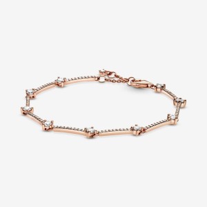 Pandora Sparkling Pave Bars Bracelet Rosa Gold | 480XQOVUT
