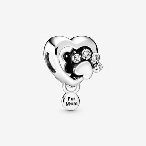 Pandora Sparkling Paw Print & Heart Charm Silber | 871IXLGNA