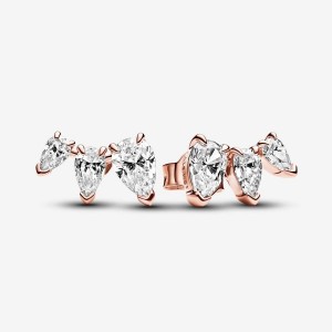 Pandora Sparkling Pear Stud Earrings Rosa Gold | 954VLSAFE