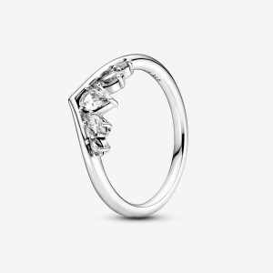 Pandora Sparkling Pear & Marquise Wishbone Ring Silber | 853RBLVYQ