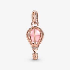 Pandora Sparkling Pink Hot Air Balloon Dangle Charm Rosa Gold | 403YEXDGL