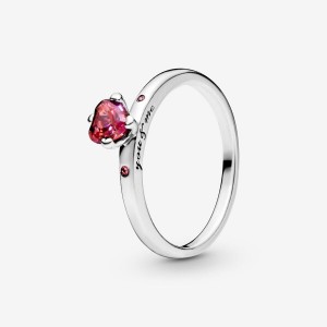 Pandora Sparkling Red Heart Ring Silber | 928YPOWQL