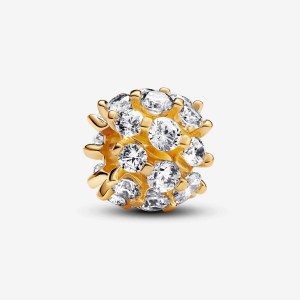 Pandora Sparkling Round Charm Gold | 790OZBDYN