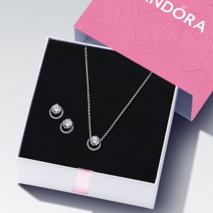 Pandora Sparkling Round Cut Jewelry Set Silber | 275HJGZMO