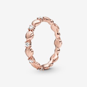 Pandora Sparkling Seashell Band Ring Rosa Gold | 145BVKTIC