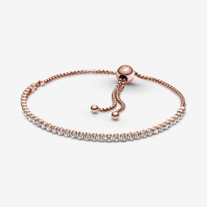 Pandora Sparkling Slider Tennis Bracelet Rosa Gold | 319EFGMUT