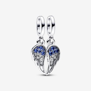 Pandora Sparkling Splitable Angel Wings Dangle Charm Silber | 271EDTXPY