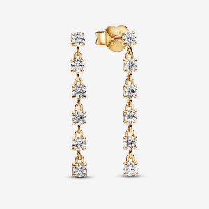 Pandora Sparkling Stones Drop Earrings Gold | 234RLTMDF