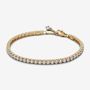 Pandora Sparkling Tennis Bracelet Gold | 185SUCDRT