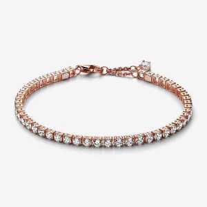 Pandora Sparkling Tennis Bracelet Rosa Gold | 580IKPRYA