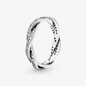 Pandora Sparkling Twisted Lines Ring Silber | 926EBORST