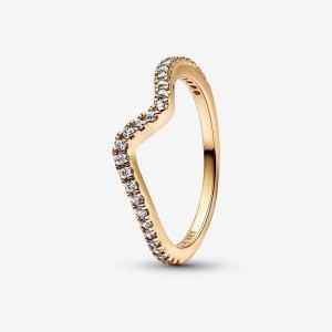 Pandora Sparkling Wave Ring Gold | 425PDIEOV