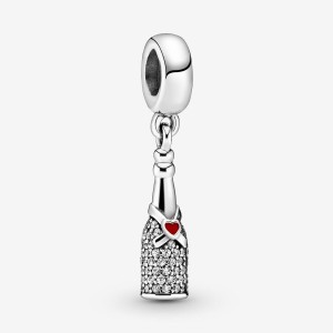 Pandora Sparkling Wine Bottle Dangle Charm Silber | 647CVSDRU