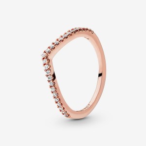 Pandora Sparkling Wishbone Ring Rosa Gold | 805EYBFTN